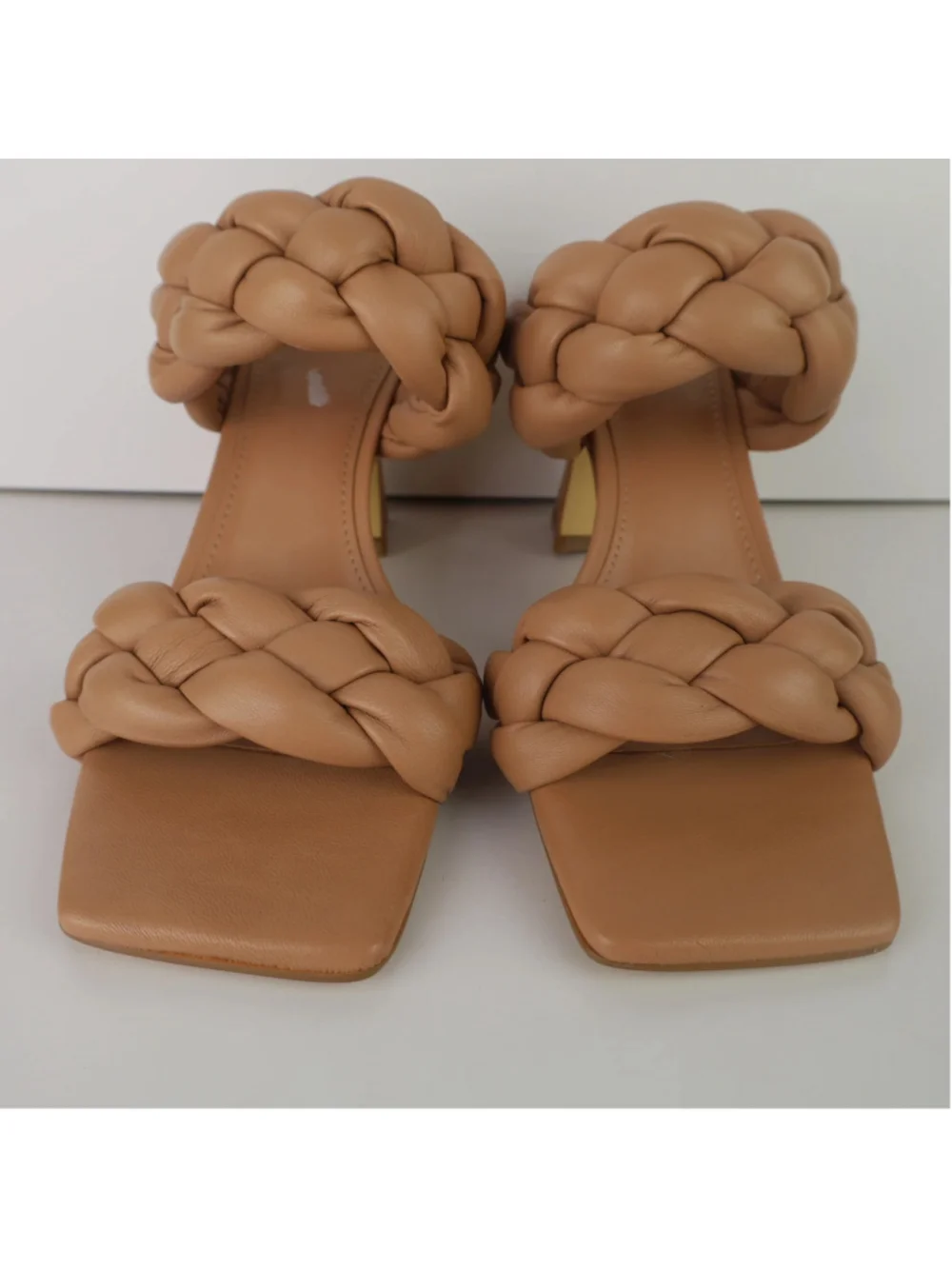 Marc Fisher LTD Hammy Sandals Womens 6.5M Natural Braided Leather Heels 0478